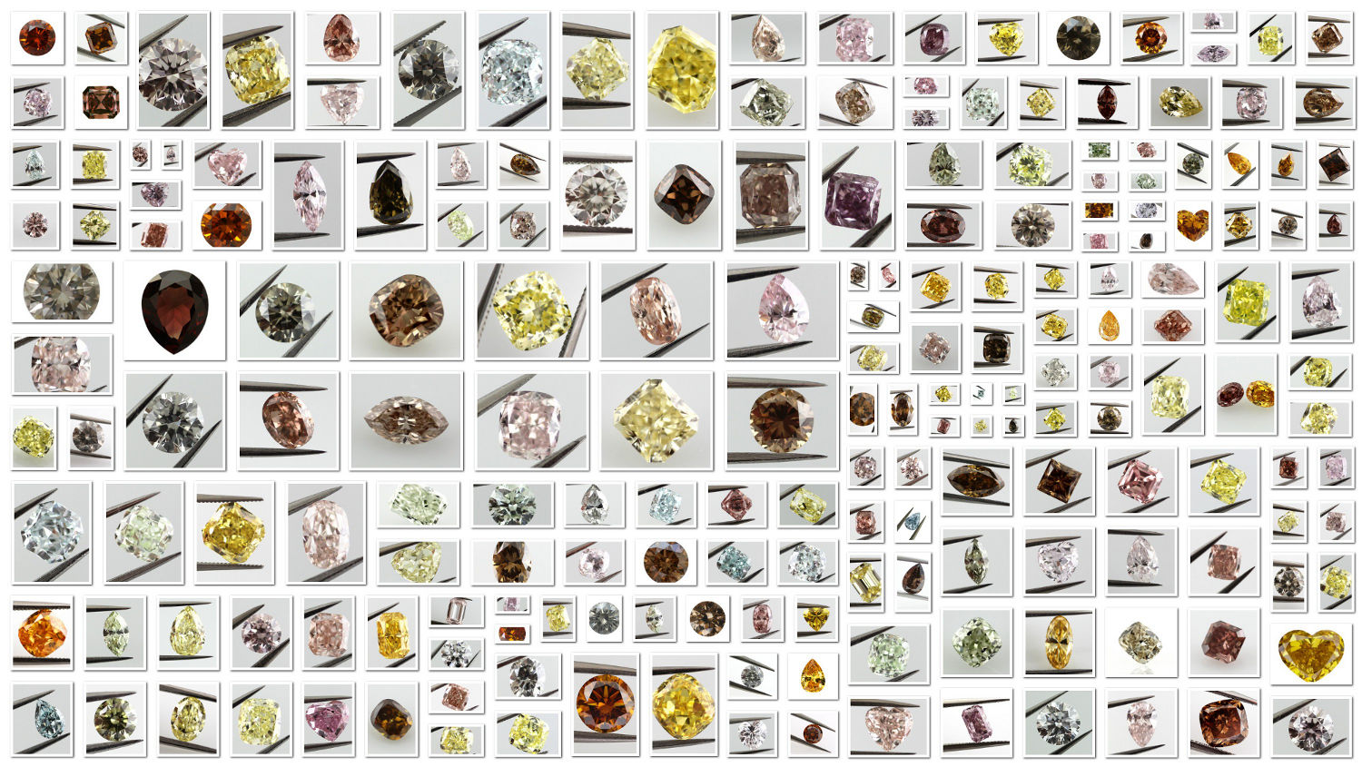 Colored diamonds of all colors and shapes